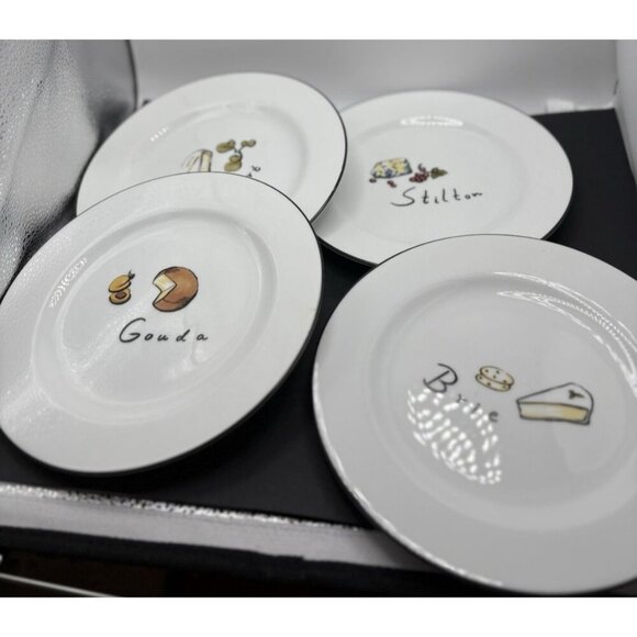 Pottery Barn Cocktail Plates 7.5" Cheese Set of 4 in package NEW Vintage 2001 - Picture 1 of 7